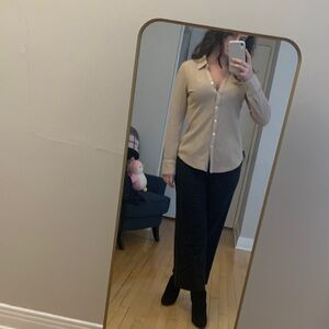 Beige Button-Up Shirt